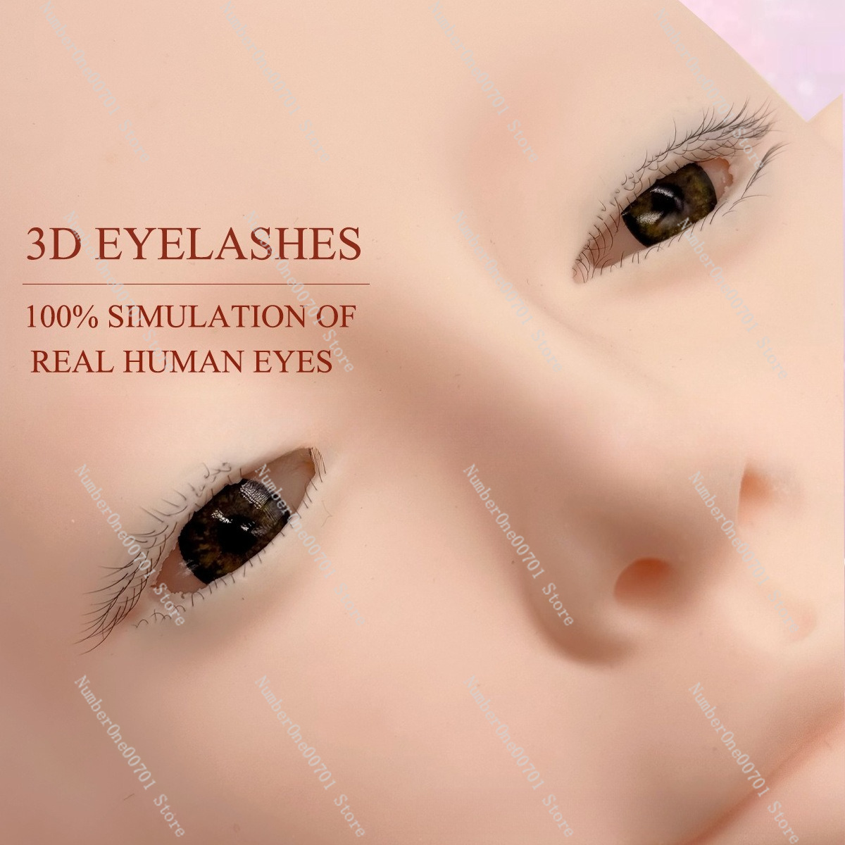 Eyelash Extension Open Eye - Kepala Manekin Silikon 3-Lapisan dengan Mata